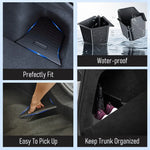TESMAYX Car Trunk Side Storage Box for Tesla Model Y Juniper 2025 | Flocking TPE Mat lifestyle view