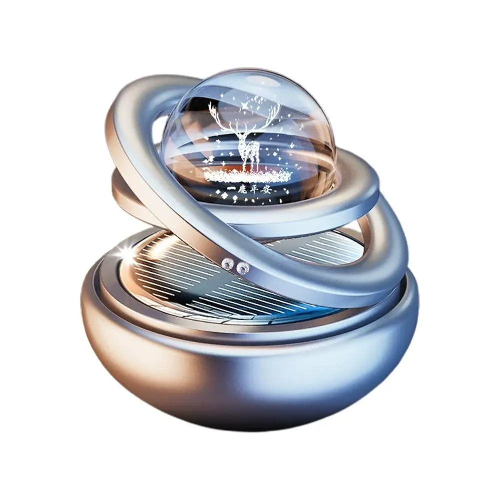 Car Air Freshener Solar Rotating Aromatherapy Star Ball Double Ring Suspended Ornament Diffuser Interior Decoration