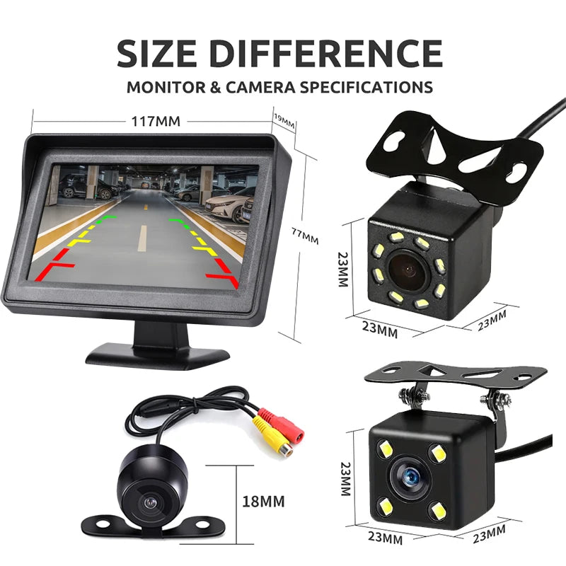 Easy Installation 4.3Inch or Rear View Camera Monitor Screen Reversing Camera for C additional angle