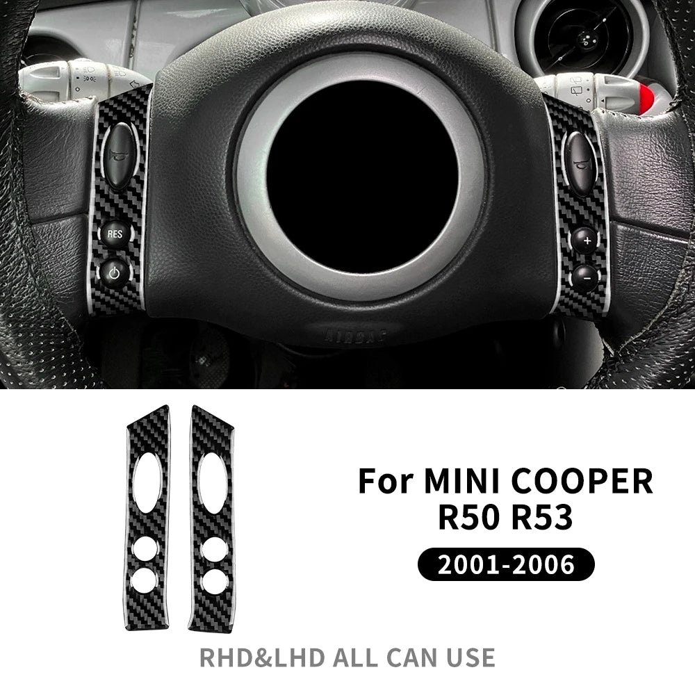 For Mini Cooper Hatch One R50 R53 2001-2006 Steering Wheel Button Sticker Strip Soft C close-up view