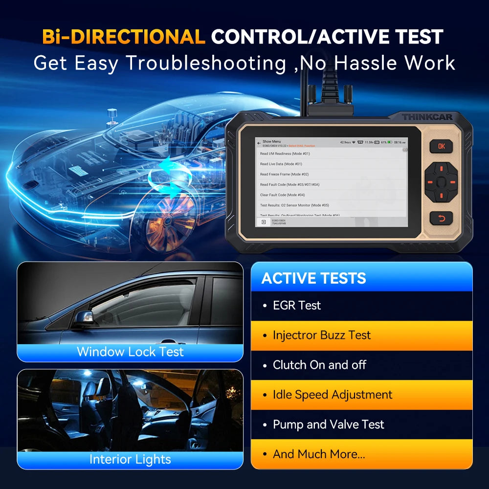Thinkcar Thinkscan 662 Diagnostic Tools ECM/TCM/SRS/ABS Systems Car OBD2 Scanner 12 Re close-up view