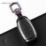 ABS Carbon Fiber Style Car Key Case Cover For Hyundai i30 ix25 Elantra KONA Solaris Azera Grandeur TM Accent Santa Fe Keychain