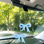 Car Rearview Mirror Pendant Stainless Steel Beaded Chain Bow