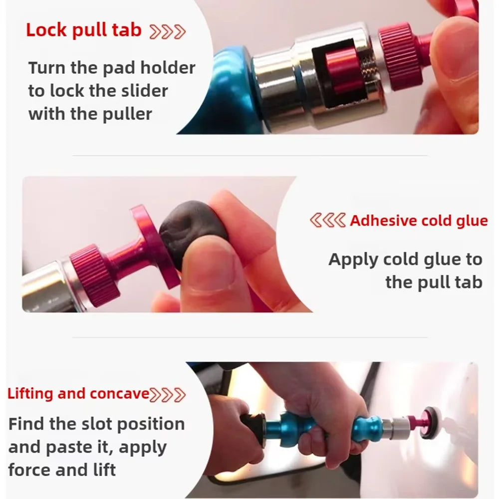 Auto Body Paintless Dent Repair Tool Kit Slide Hammer T-Bar Puller Dent Removal Lifter Tools Car Body Repair Tools for Vehicle