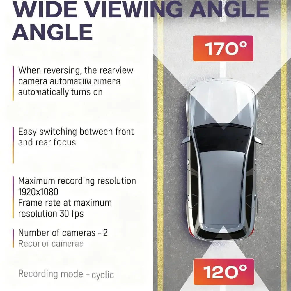 12" Rearview Mirror Dash Cam | 5MP, Dual Lens, Night Vision, Wide Angle additional angle