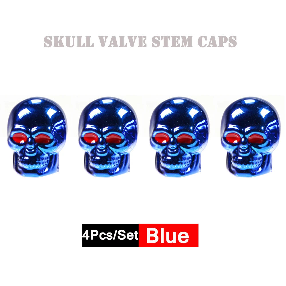 DSYCAR 4Pcs Skull Tire Valve Caps | Universal Dustproof Stem Caps lifestyle view