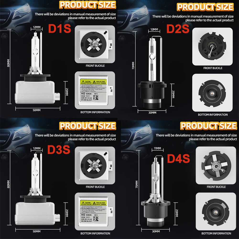 2X D1S D2S D3S D4S HID Bulb Xenon Headlight | 35W 12V Car Lamp, 4300K-12000K additional angle