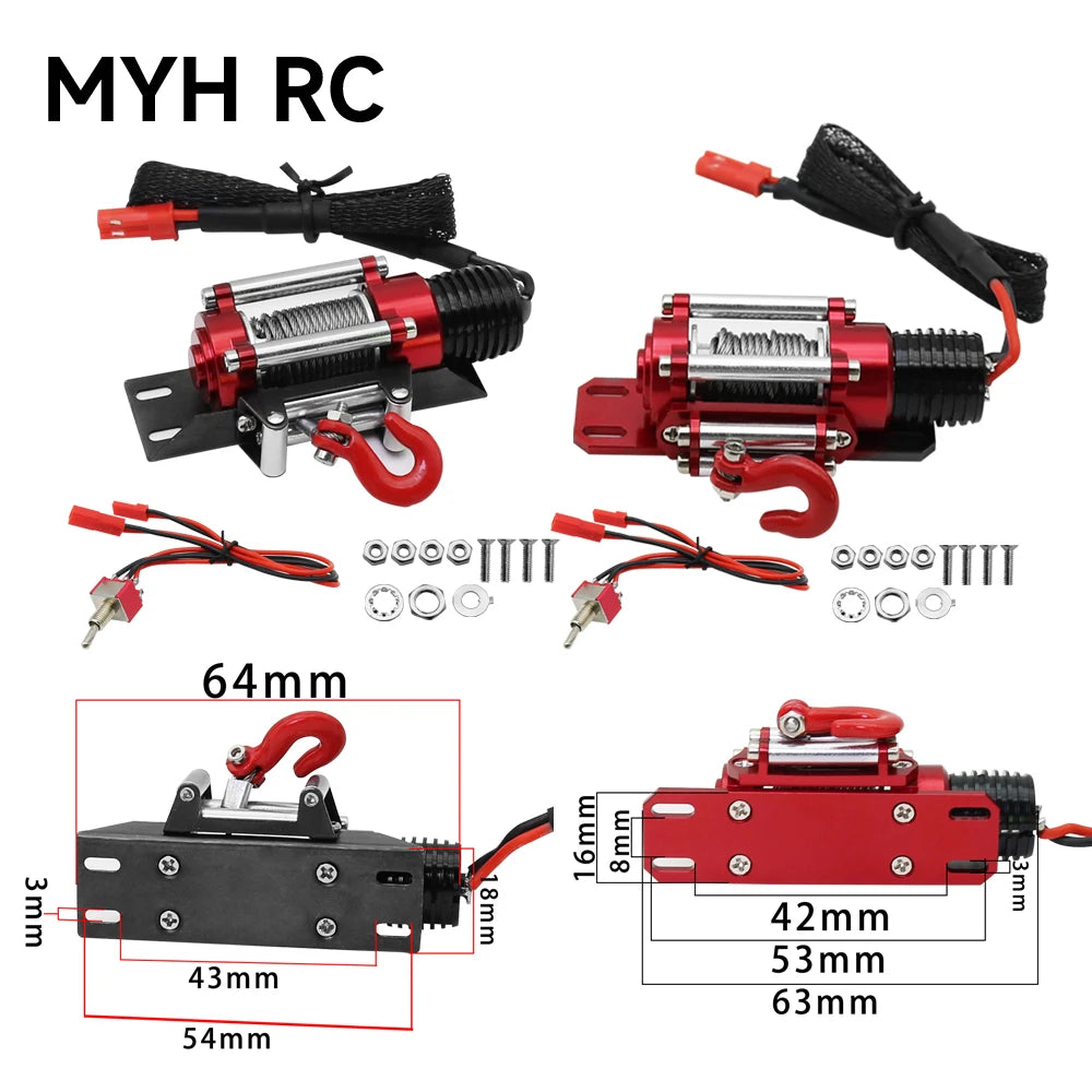 Metal Simulated Winch for 1/10 1/12 RC Crawler Axial SCX10 III D90 D110
