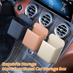 PU Leather Car Air Vent Organizer - Hanging Storage Box for Phone, Coins, Sunglasses & Small Items -