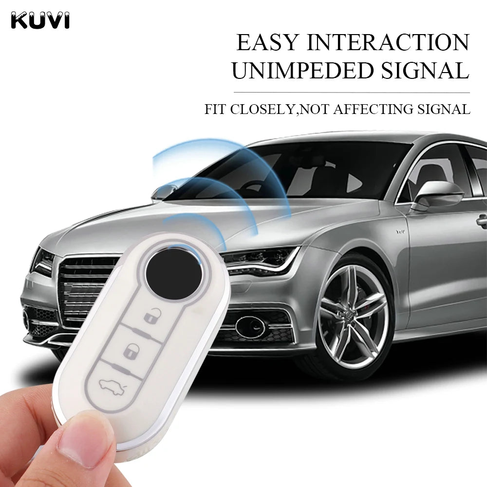 New TPU Car Flip Key Case Cover Shell For FIAT 500 Ducato Punto Panda Lancia Musa F additional angle