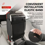PU Leather Car Center Console Armrest Pad with Dual Pockets, Removable ABS Dual Cup Holder, 20 cm / 7.87 in. Wide