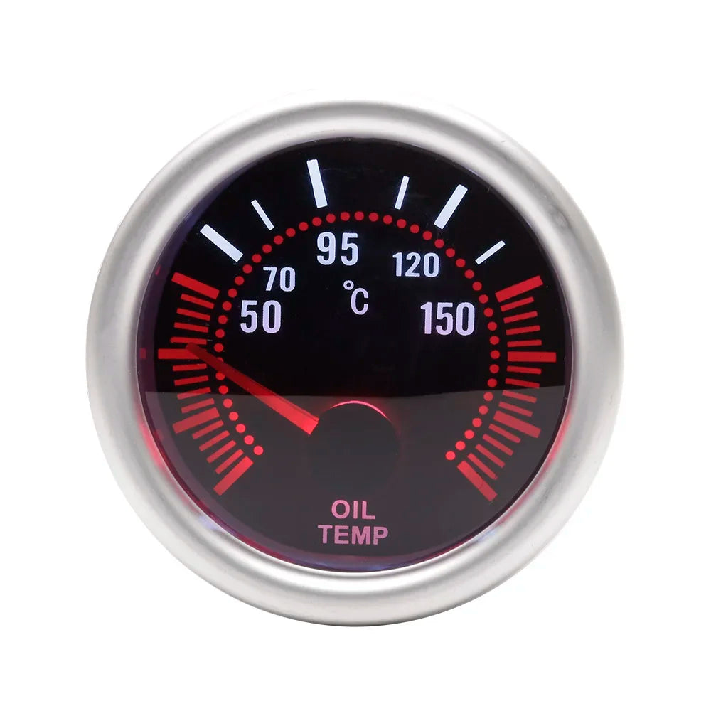 52mm Car Gauge Set | 12V Universal Tachometer Boost Meter Water Temp Oil Temp Oil Pres close-up view