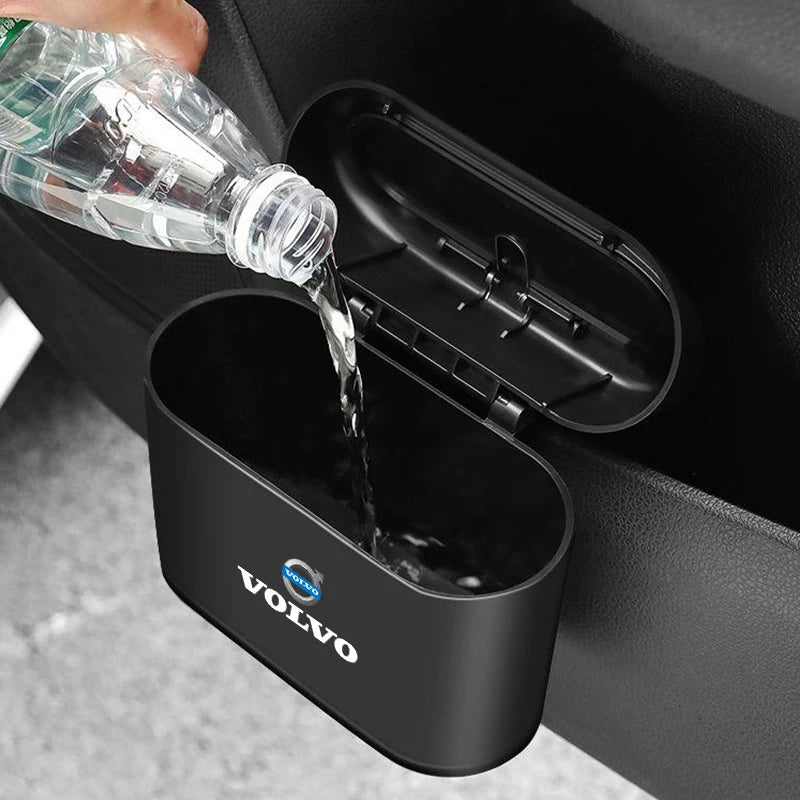 Car Trash Can Garbage Bin Storage Box Interior for Volvo Models | Black ABS lifestyle view