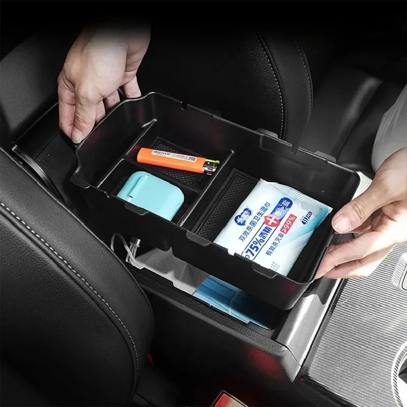 For Honda Civic 11th Gen 2021~2023 Central Armrest Storage Box Black Organizer Tray Fo close-up view