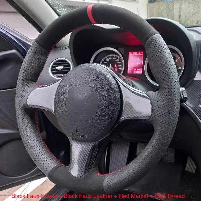 Black Faux Leather Car Steering Wheel Cover for Alfa Romeo 159 2005-2012 Brera Spider lifestyle view