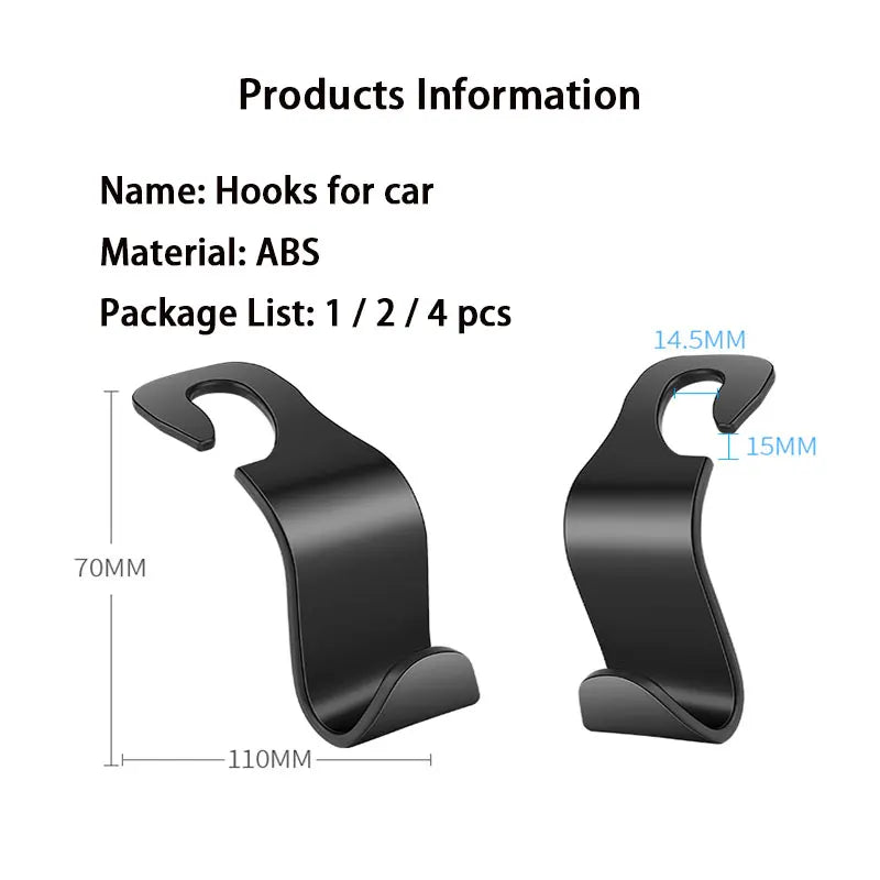 4Pcs Car Seat Back Hook Rear Interior Portable Hanging Bag Purse Holder Universal Sto alternate view