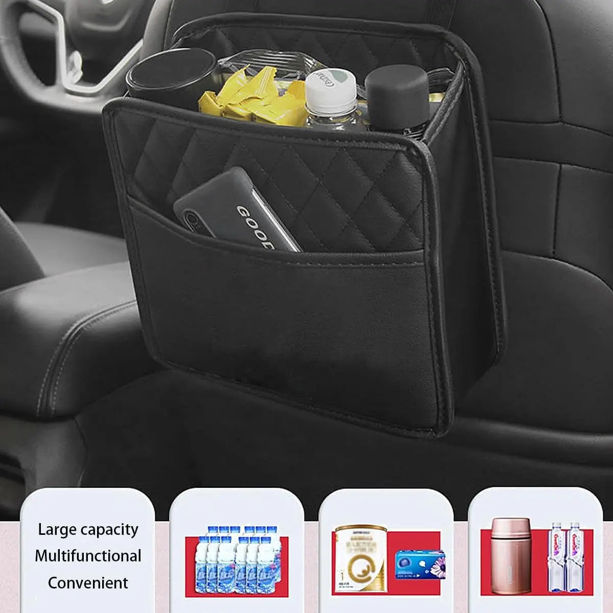 Storage Box Organizer Car Seat Back Hanging Bag Car Document Holder Multi Pocket Bott lifestyle view
