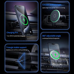Magnetic Car Phone Holder For JEEP Renegade 2016 2017 2018 2019 2020 2021 15W Wireless Charging Phone Stand MagSafe Base