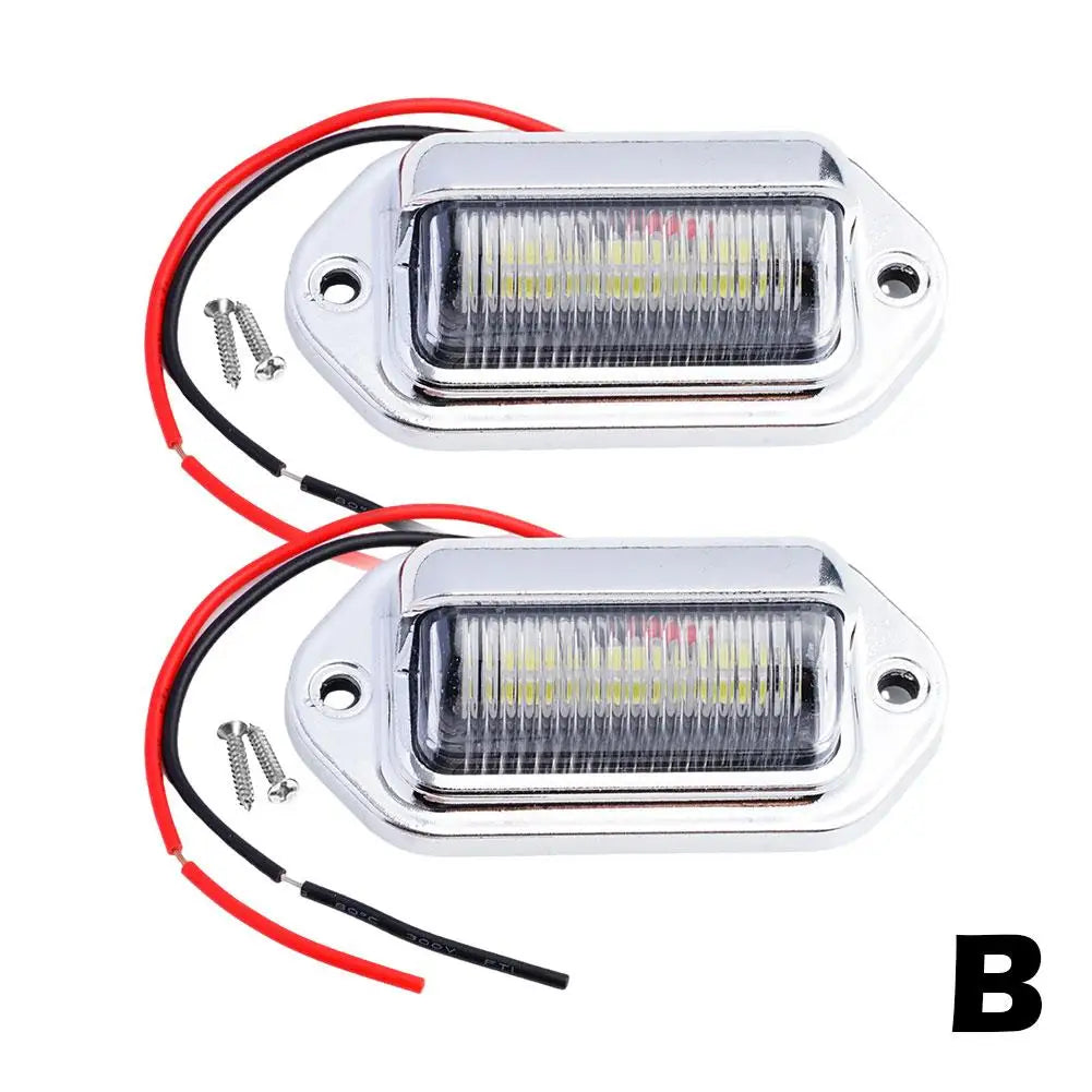 2PCS 6 LED Car License Number Plate Light For SUV Truck Trailer Van Tag Step Lamp Whit close-up view