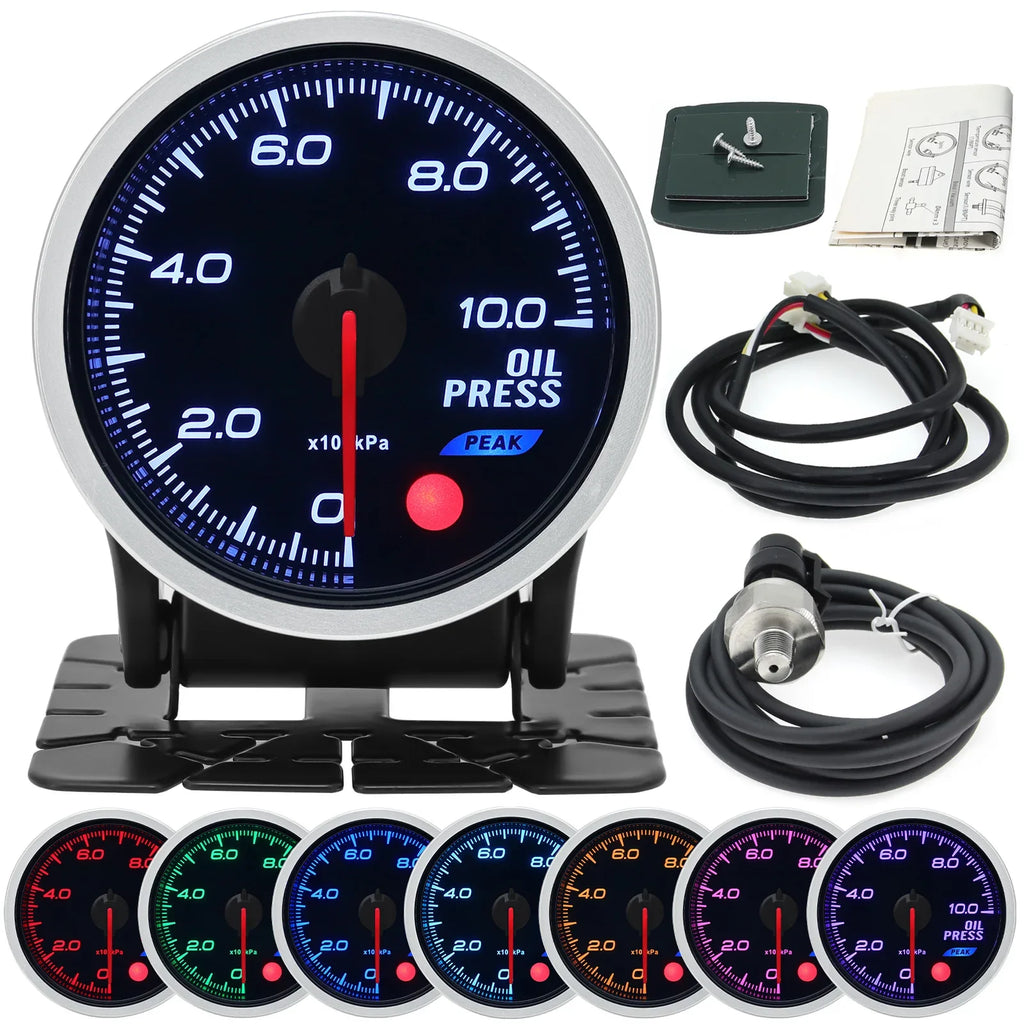 12V 52mm 8 Color Racing Car Voltmeter Oil Pressure Water Oil Temp EGT Exhaust Temp Turbo Boost Fuel Press Tachometer Gauge Meter