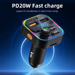 FM Transmitter Bluetooth 5.3 Handsfree Car AUX Radio Modulator MP3 Player with PD20W alternate view