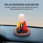 ABS Plastic Monk Car Dashboard Ornament Solar Powered Bobblehead Figurines Automatic nodding Little Monk Car Interior Accessory