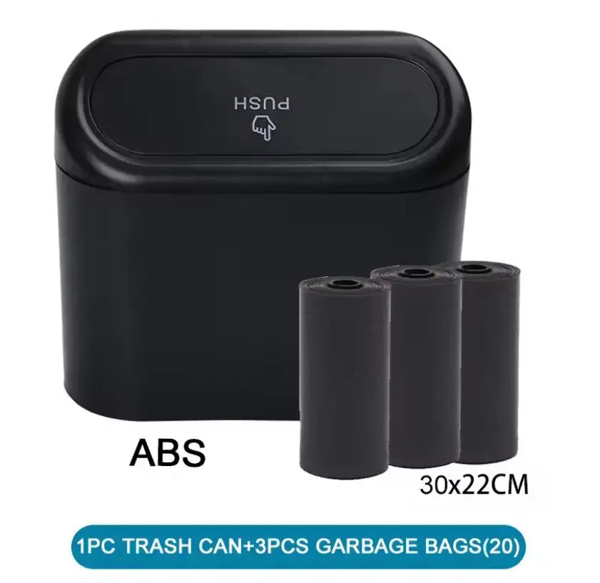 Car Trash Can (with Lid) Contains 1/2/3 Garbage Bags, Small Car Trash Can, Leak-proof Mi detail view
