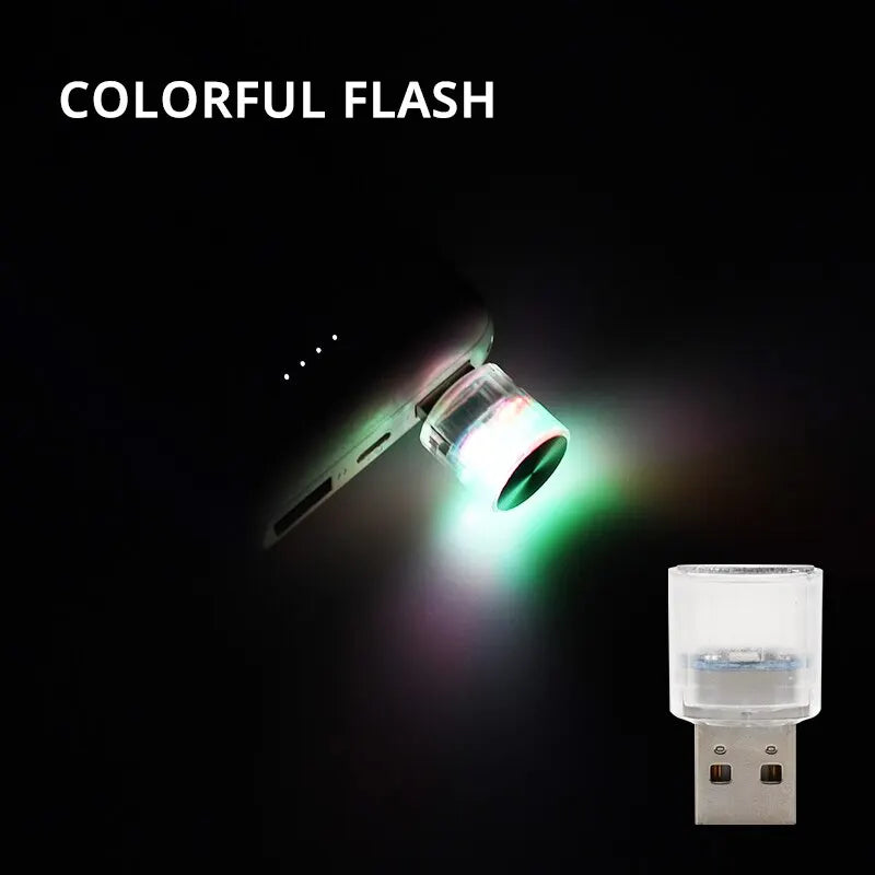 Car Mini USB LED Ambient Light Decorative Atmosphere Lamps for Interior Environment Auto PC Computer Portable Light Plug Play