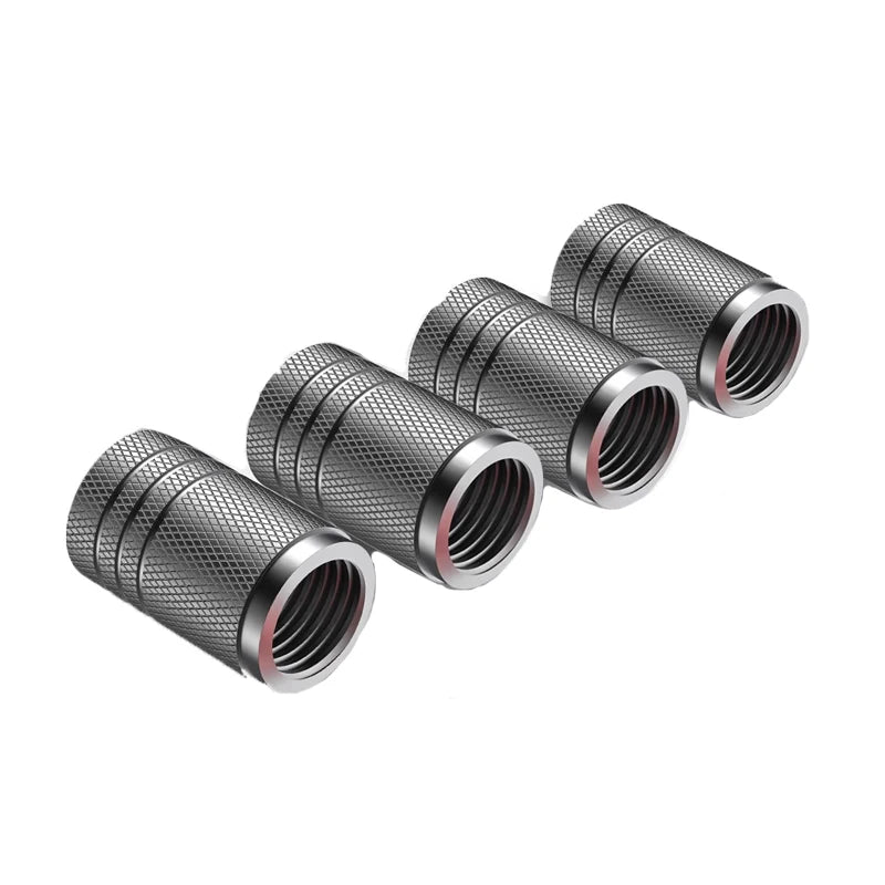 4Pcs Car Tire Valve Stems Cap Knurling Style Tire Valve Cap Aluminum Tire Wheel Stem lifestyle view