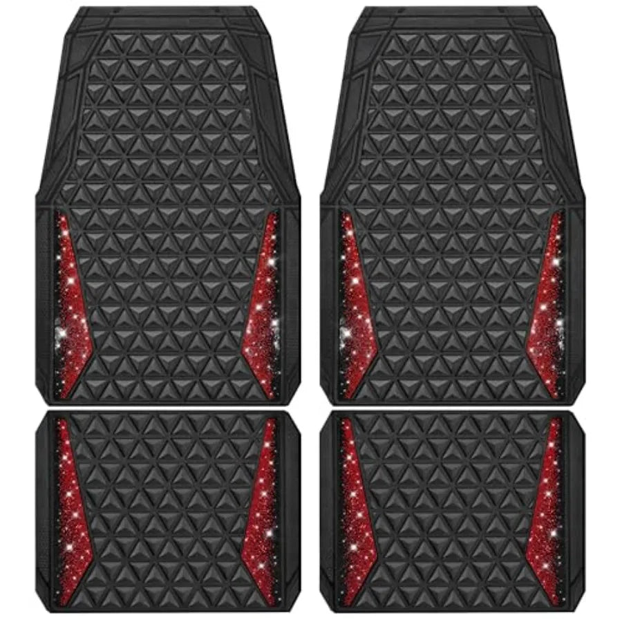 Dazzle Glitter Car Floor Mats | 3D Rhombus, Anti-Slip, Waterproof, Universal Trim Fit