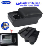 For Volkswagen VW Touran Caddy Armrest Box Double-Layer Center Storage Box USB Port Cup Holder Interior Retrofit Car Accessories