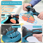 New Cordless Car Buffer Polisher 6 Speed Adjustable With 2 12V Batteries Powerful Portable Orbital Polisher For Household Cleaning Metal Polishing Wood Sanding And Rust Removal