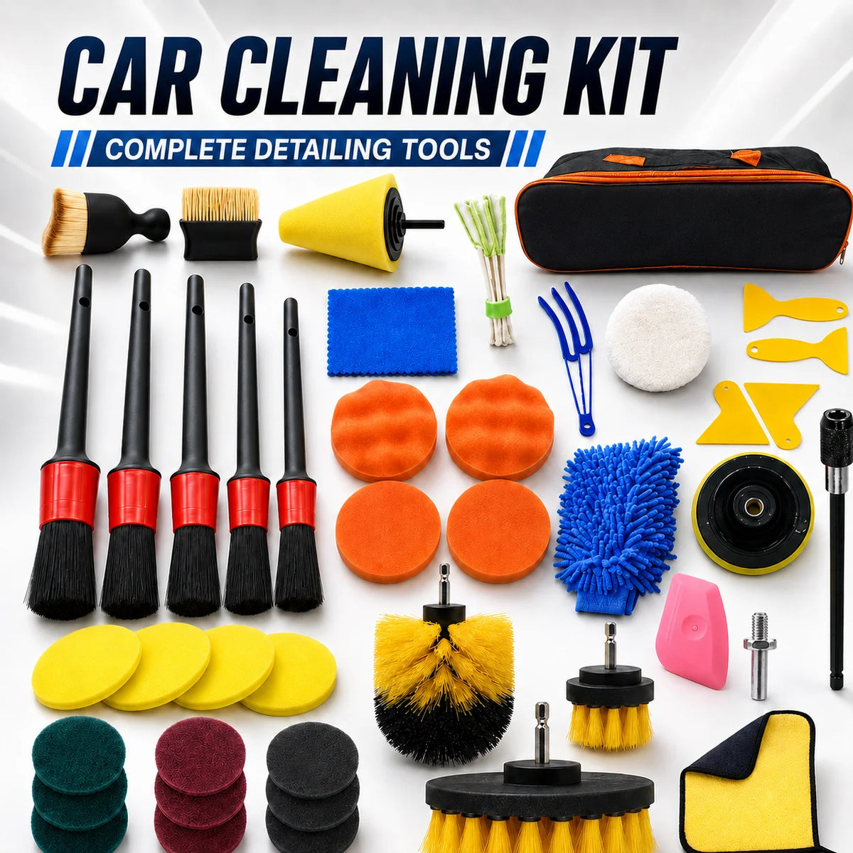 New Car Cleaning Kit Scrubber Drill Detailing Brush Set Air Conditioner Vents Towel Polisher Car Aut