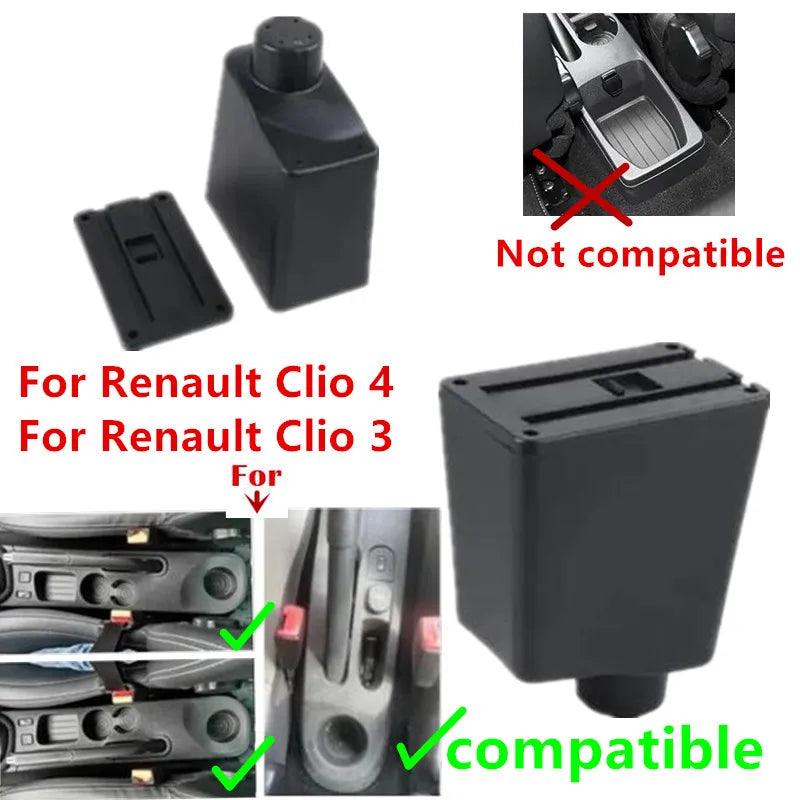 Car Armrest For Renault Clio 4 Armrest Box For Renault Captur Clio 3 III IV Double-Layer Storage Box Cup Holder Car Accessories