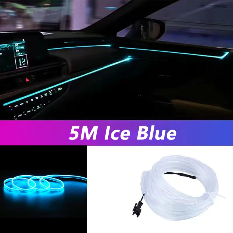 5M Car Interior Led Strip Light Neon EL Wiring Decorative Lamp For Auto DIY Flexible lifestyle view