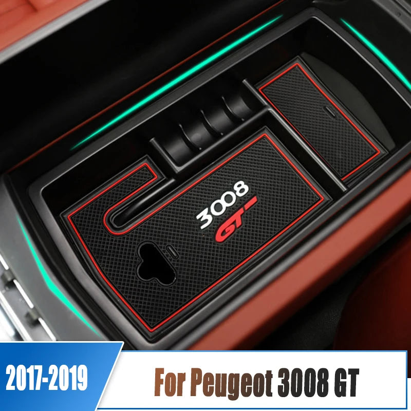 For Peugeot 3008 GT 3008GT 2017 2018 2019 Car Armrest Storage Box Arm Rest Bin Center Console Organizer Glove Tray Pallet Holder