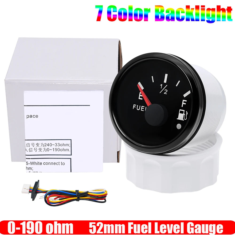 ZMFJH 7 Color Light 52mm Car Gauge Set | Fuel Water Level Voltmeter Oil Pressure Temp alternate view