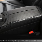 4Pcs Carbon Fiber Car Center Armrest Box Panel Switch Button Cover Interior Accessorie close-up view