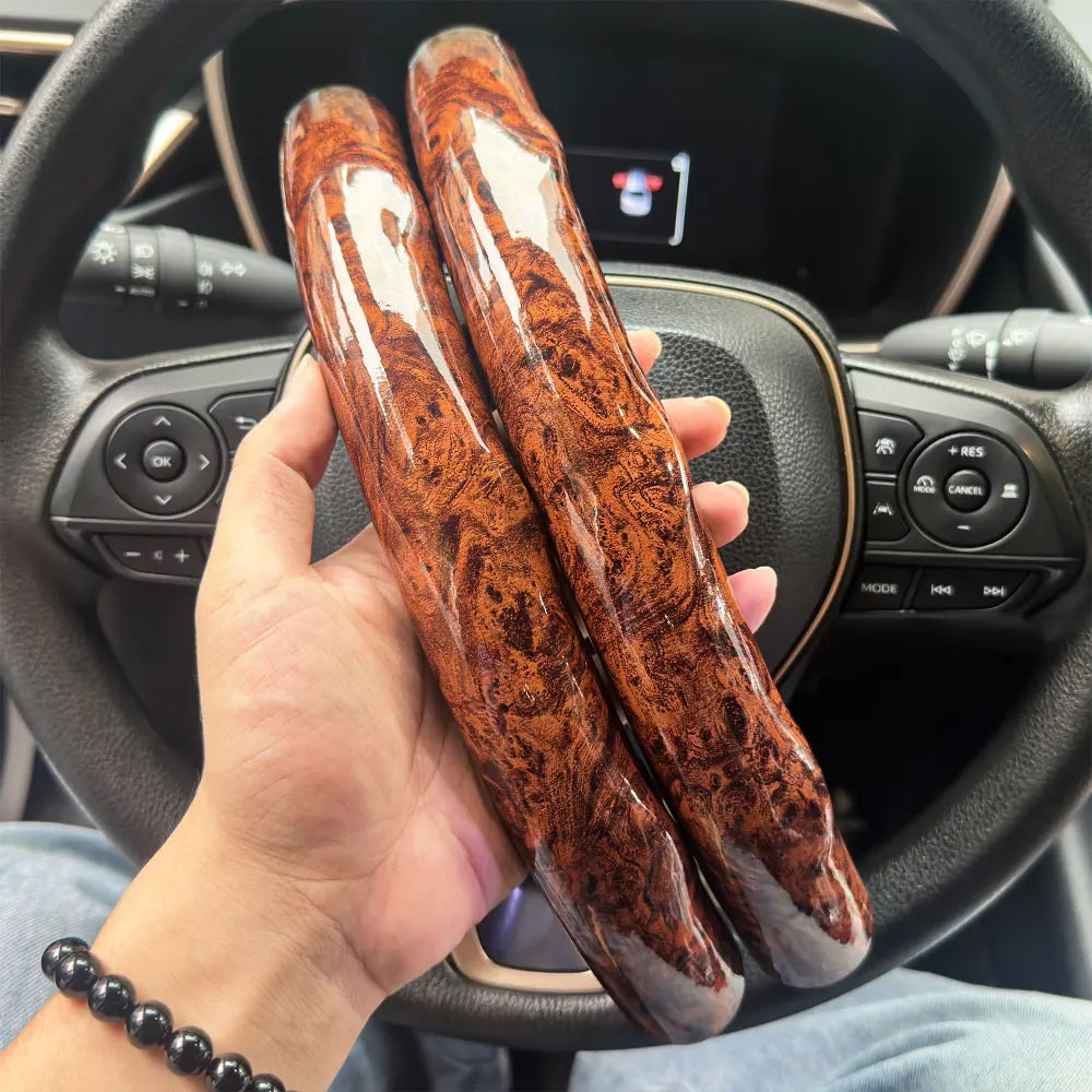 2PCS Universal Round Car Steering Wheel Cover Winter Fur Warm Carbon Fiber Leather additional angle
