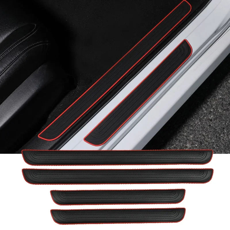 4pcs Rubber Car Door Sill Scuff Covers Black Door Panel Guards Protector Trim Anti-scrat detail view