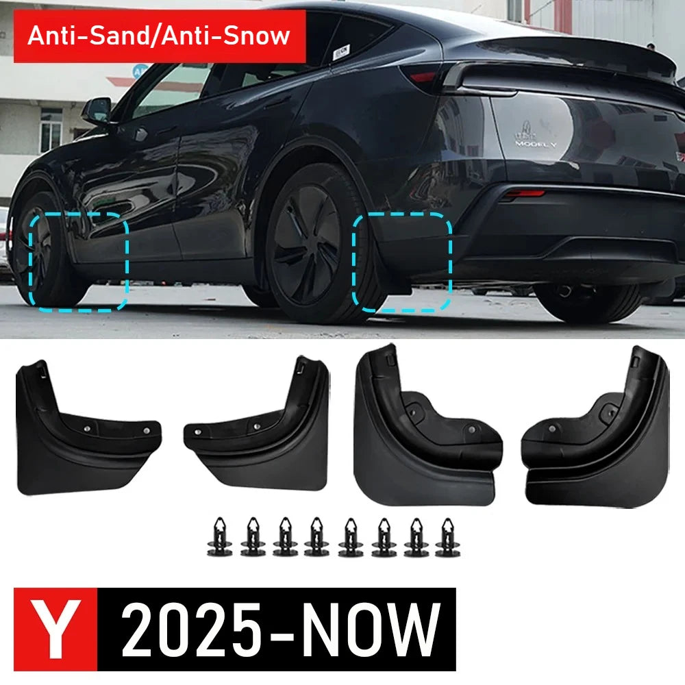 Tesla Model 3 & Model Y Mud Flaps (2025-2026) | All-Weather Tire Splash Guards, Paint Protection