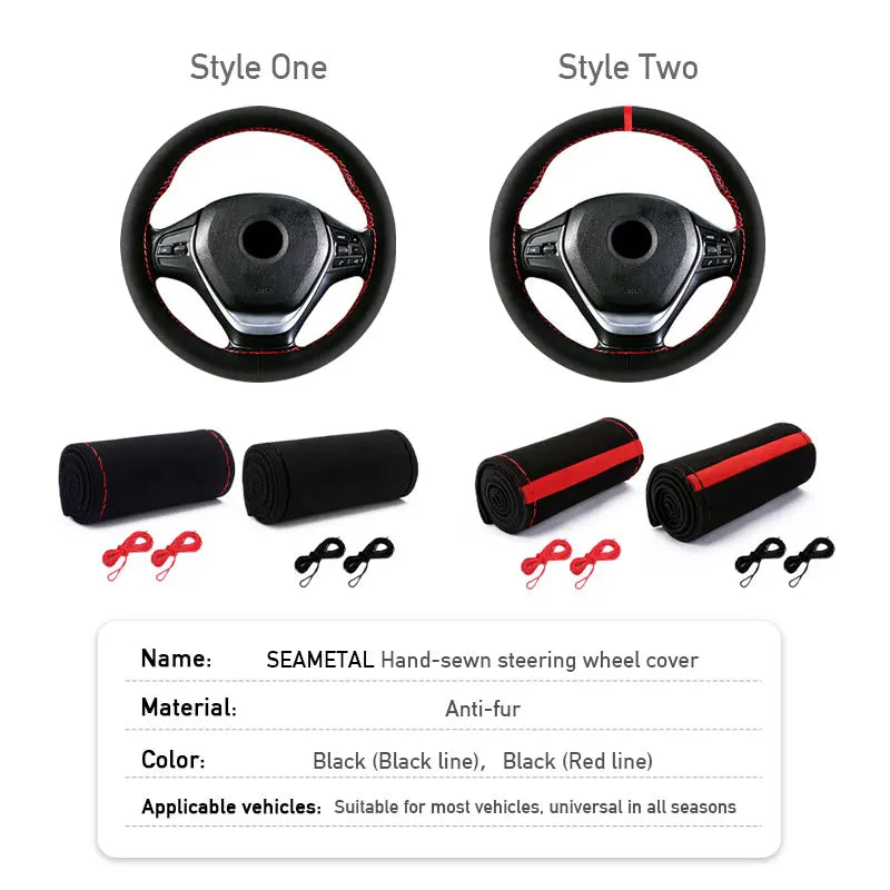 Fur Steering Wheel Cover with Needles and Thread, Anti-Slip lifestyle view