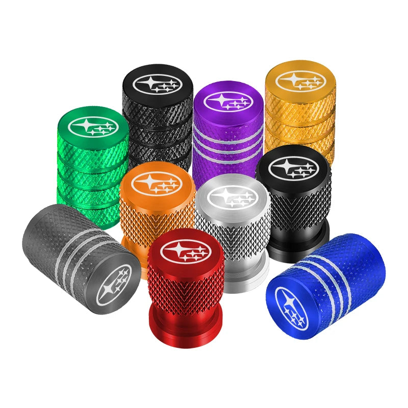 4pcs Metal Car Tire Valve Stem Caps for SUBARU Forester Impreza Legacy Outback WRX STI BRZ | Auto Ac