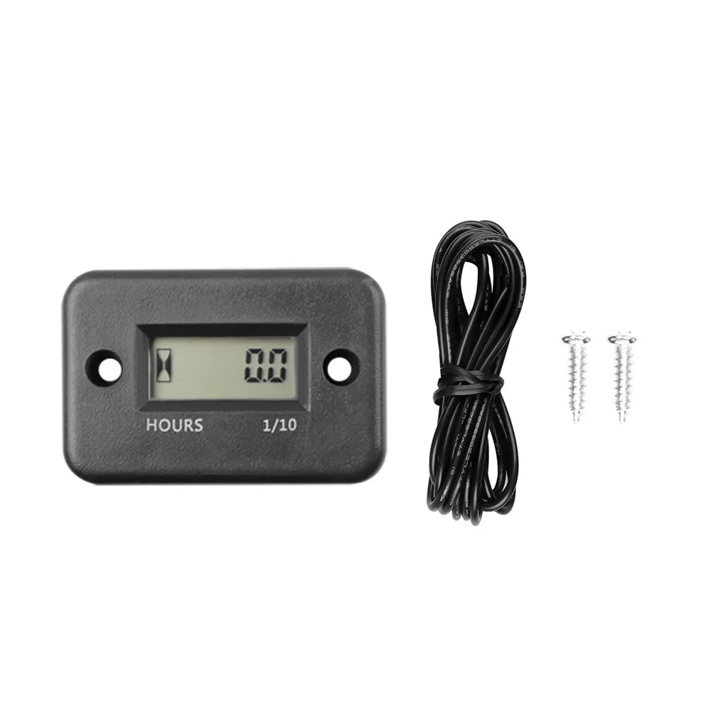 LCD Digital Tach Hour Meter | Waterproof Hour Counter for ATV Motorcycle Boat Gener additional angle