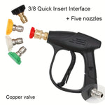 High Pressure Car Wash Gun | 5-Speed Adjustable Brass Adapter with 7 Color Nozzles detail view