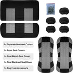Car Seat Covers Full Set Front Split Rear Bench For Car Universal Cloth SUV Sedan V additional angle