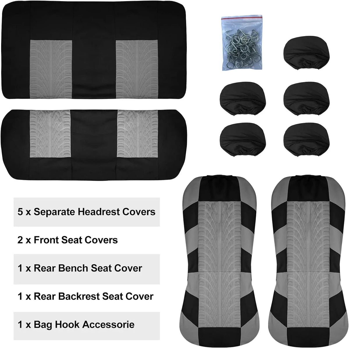 Car Seat Covers Full Set Front Split Rear Bench For Car Universal Cloth SUV Sedan V additional angle