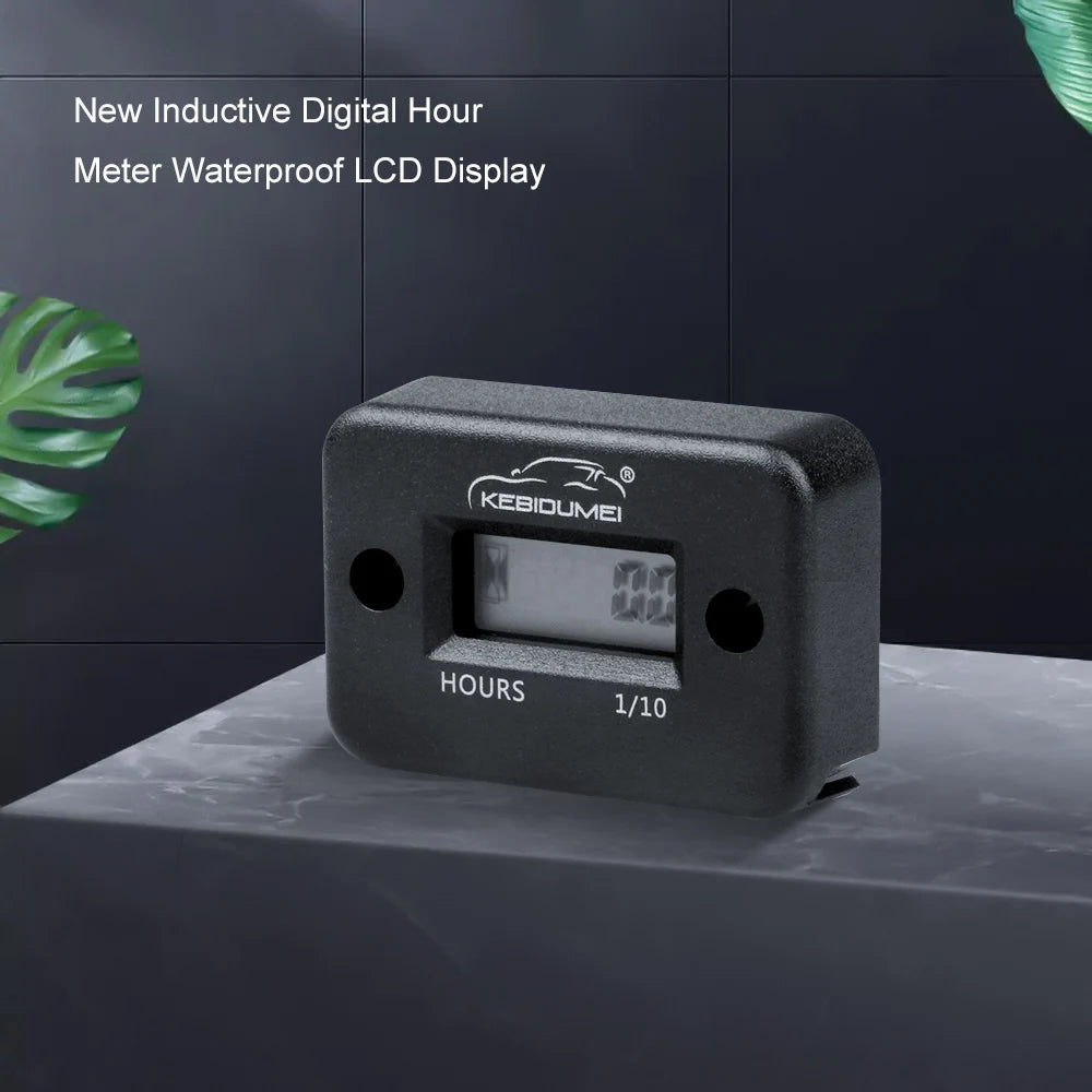 Digital LCD Hour Meter | Waterproof Engine Hour Tracker for Motorcycle ATV Marine close-up view