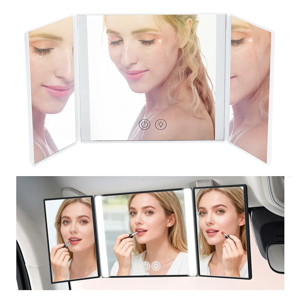 Car Makeup Mirror with 3 Way Lights, Sun Visor Vanity Mirrors For Truck, Car Accessories for Women, Espejo Para Carro Fits Gift