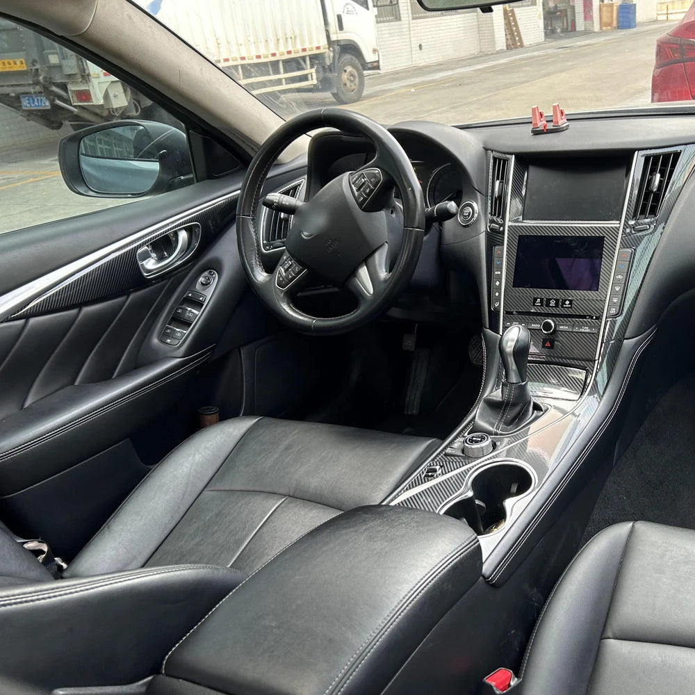 Carbon Fiber Interior Decal Sticker Set for Infiniti Q50 2015-2020 | Central Control Panel Door Hand
